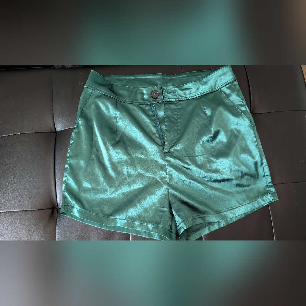 Satin Green Women's Shorts
